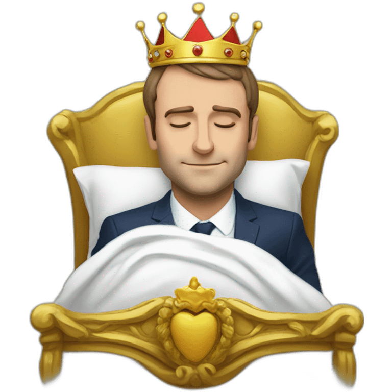 Macron sleeping with a crown emoji