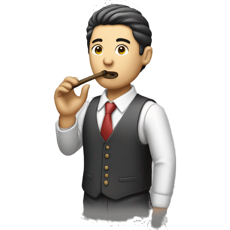 japanese office worker smoking a pipe  emoji