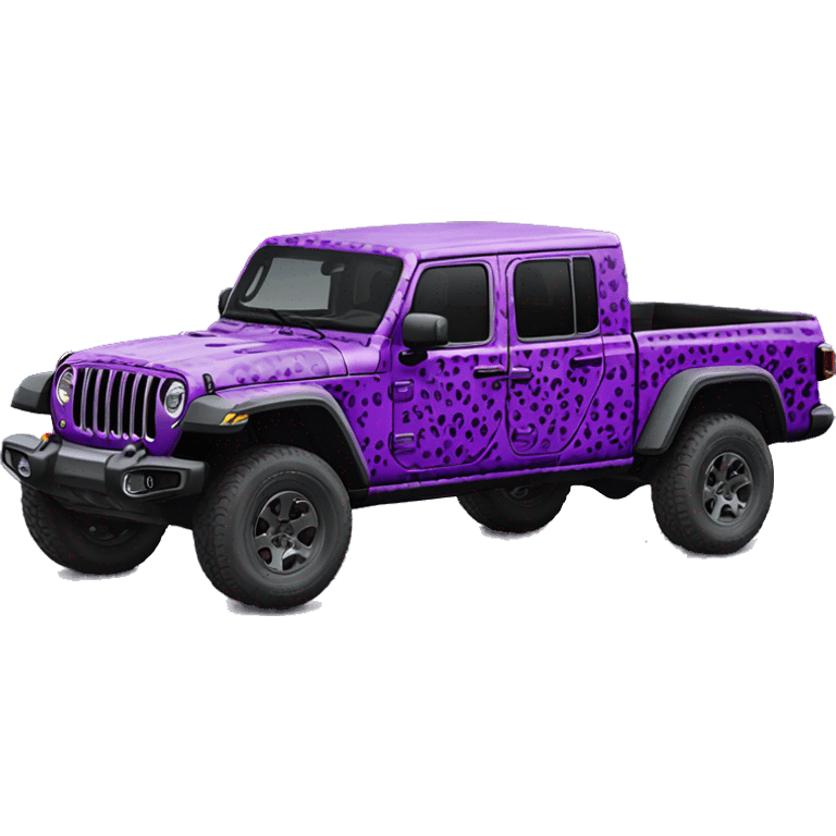 Realistic purple leopard print pattern Jeep Gladiator truck. emoji