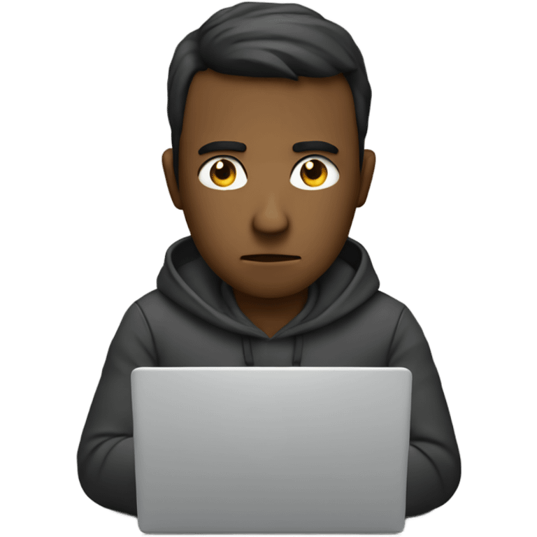 Man sad at laptop (his code did not compile) emoji