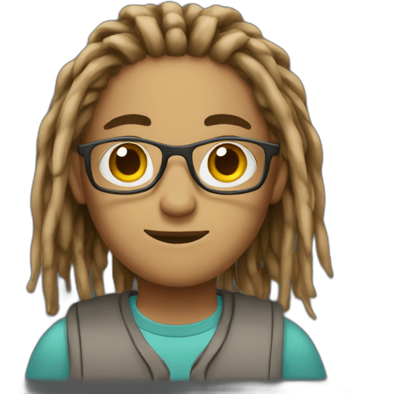 Student brown ( small dreadlocks ) with computer  emoji