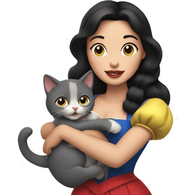 Snow White holding a cat emoji