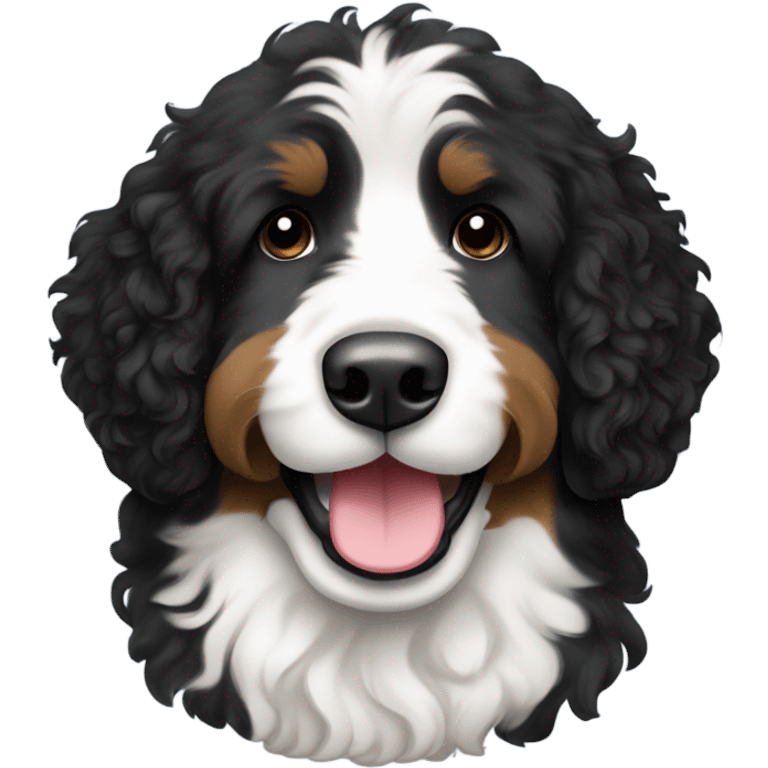 Black and white bernedoodle  emoji