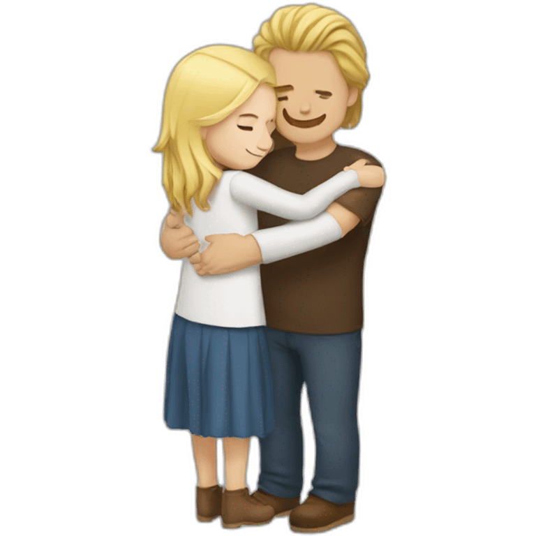 Hug white man brown hair and white girl blond hair emoji