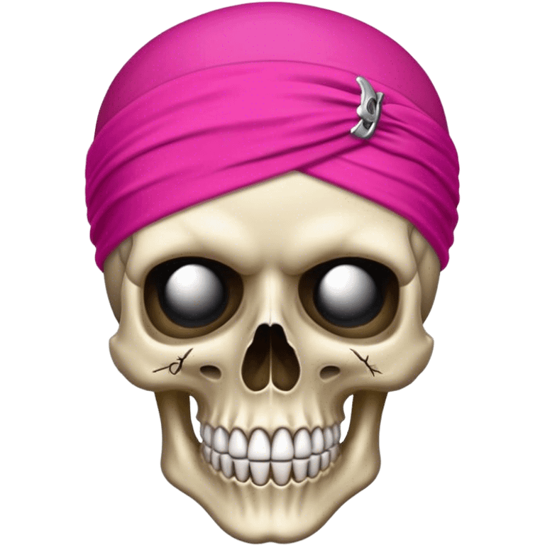 pirate skull with fuchsia headband emoji