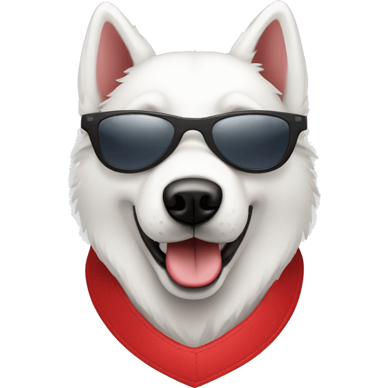 White husky with sunglasses and red collar emoji