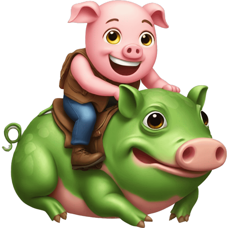 Pig riding a frog  emoji