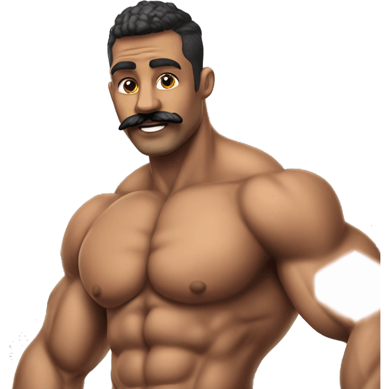 gay bodybuilder with mustache in jockstrap realistic emoji