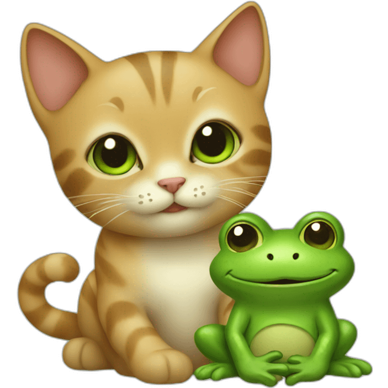 A cute cat holding a frog emoji