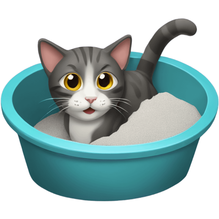 Cat popping in litter box  emoji