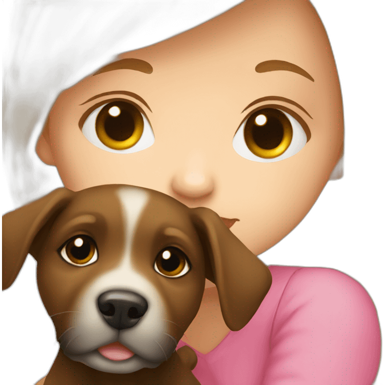 Girl kissing a puppy emoji