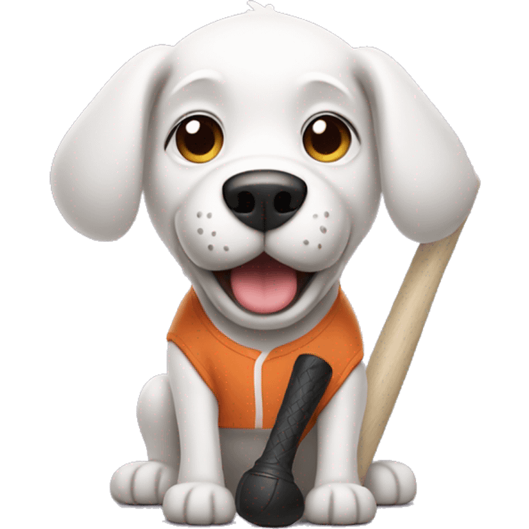 White Dog with Baseball Bat emoji