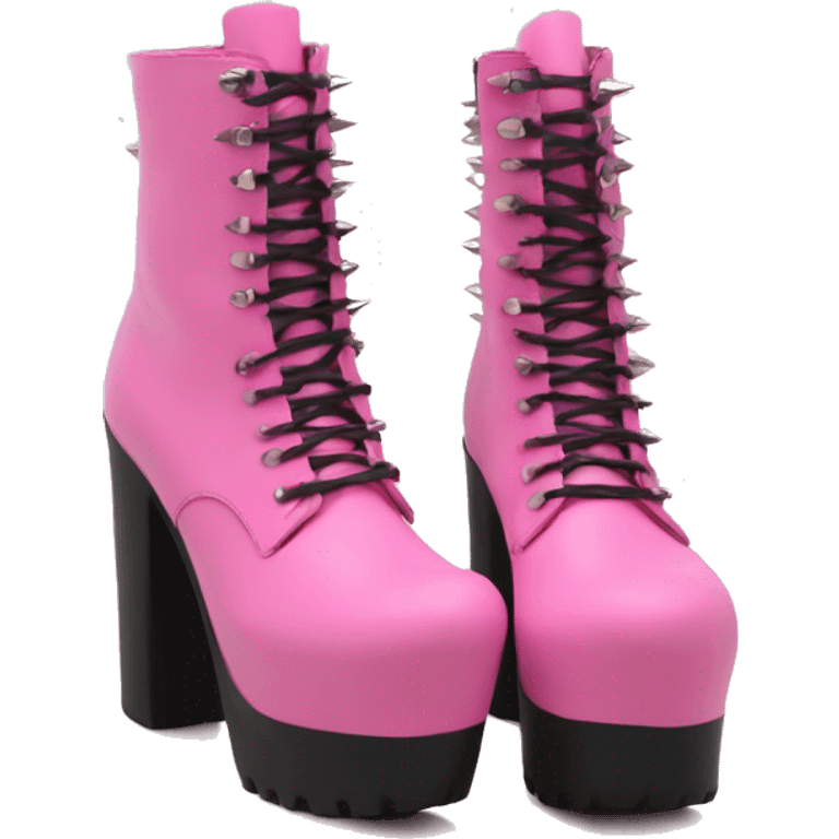  platform boots pink with spikes on heel emoji