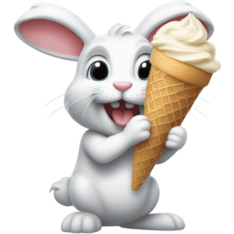 A rabbit eating icecream emoji