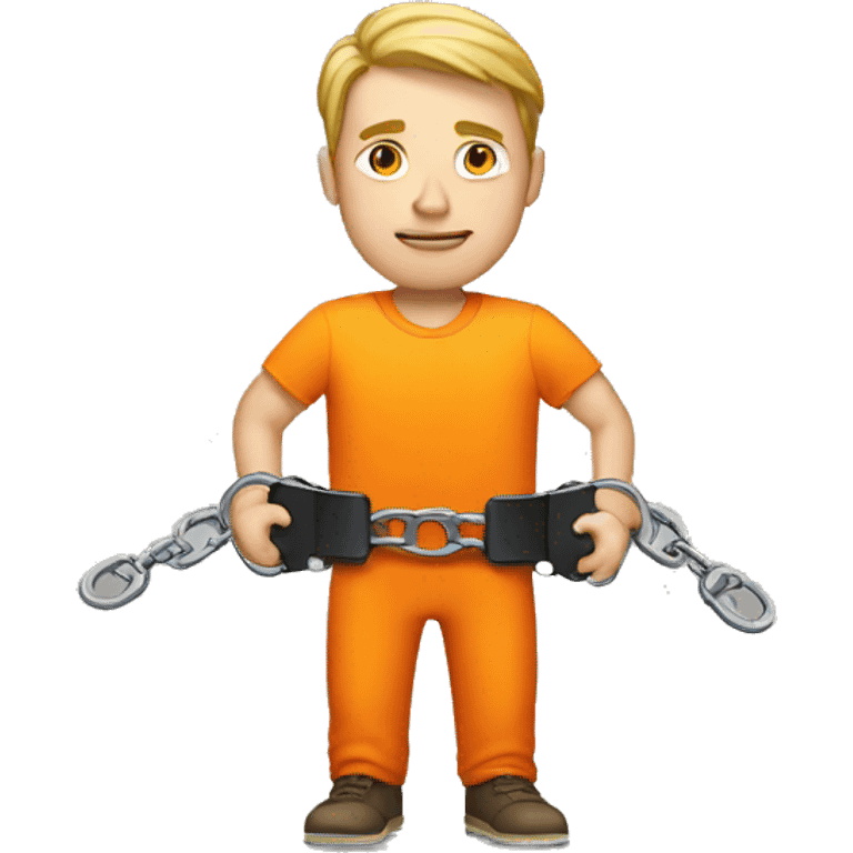 white male with orange shirt and handcuffs emoji