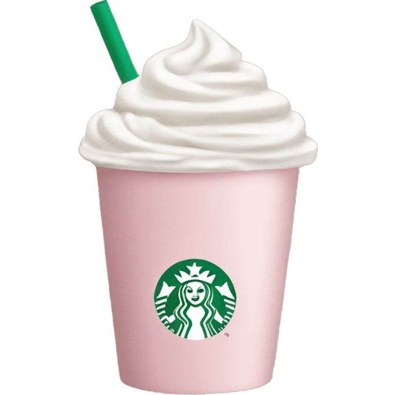 Light pink Starbucks cup with white cream  emoji