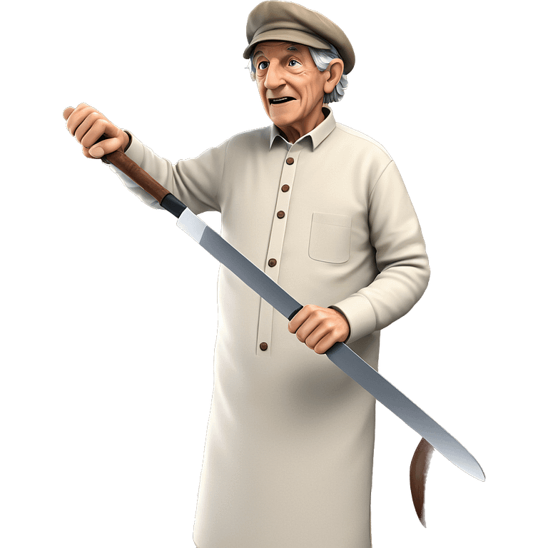 old man with knife indoors emoji