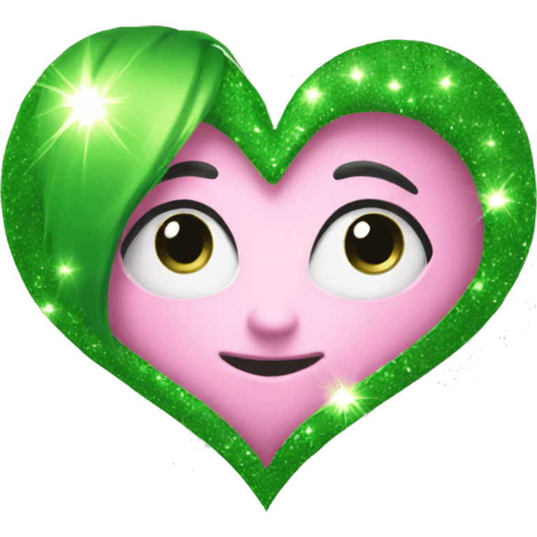 green and pink sparkle heart emoji