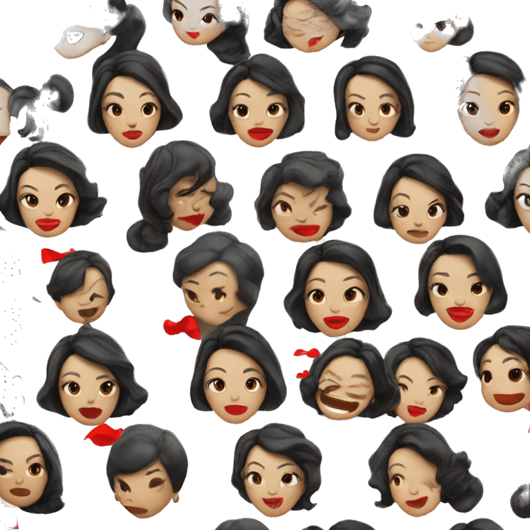 a long black haired asian woman with red lipstick in red silk dress and heels emoji