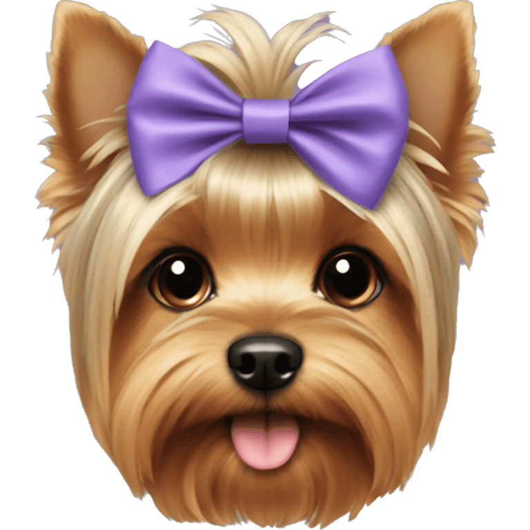 yorkie wearing a bow emoji