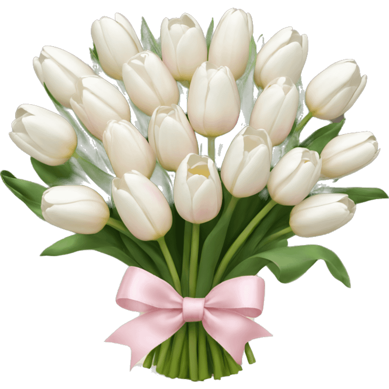 White tulips bouquet with light pink bow  emoji