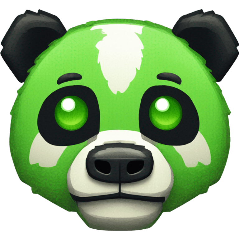 a pixelart panda head with green patchs emoji