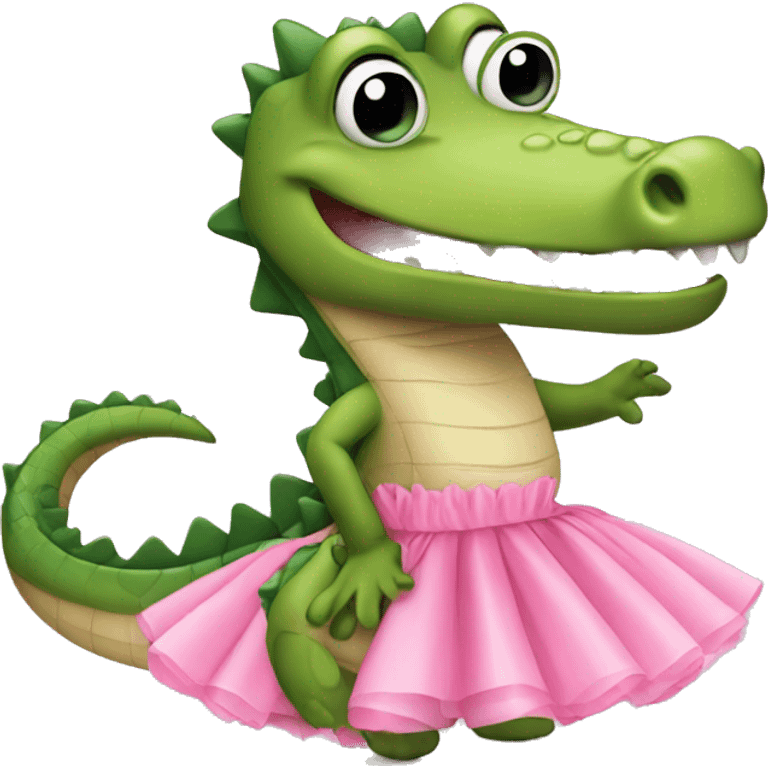 Cute Crocodile wearing a pink tutu emoji