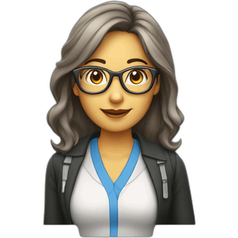 PROFESORA CON GAFAS CON ORDENADOR PORTATIL emoji