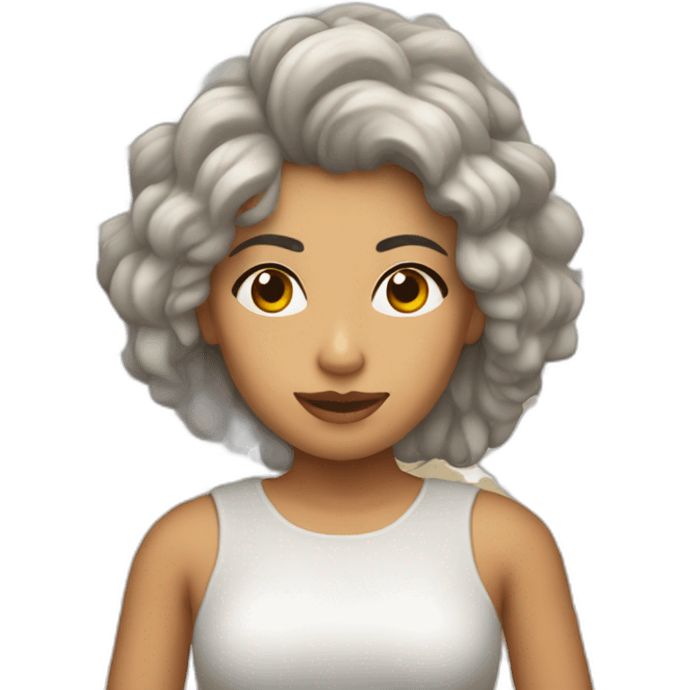 Chica rizada pelinegra blanca emoji