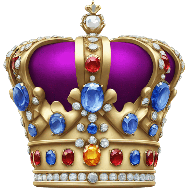 A crown based off the Austrian imperial crown with a huge saphire on top and lots of different colored gemstones emoji