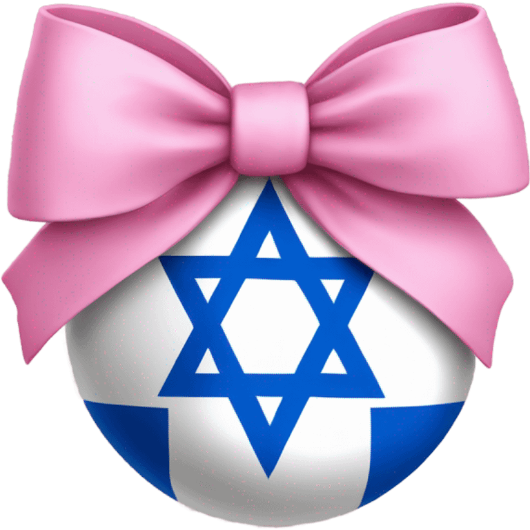 The Israeli flag with a pink bow on it emoji