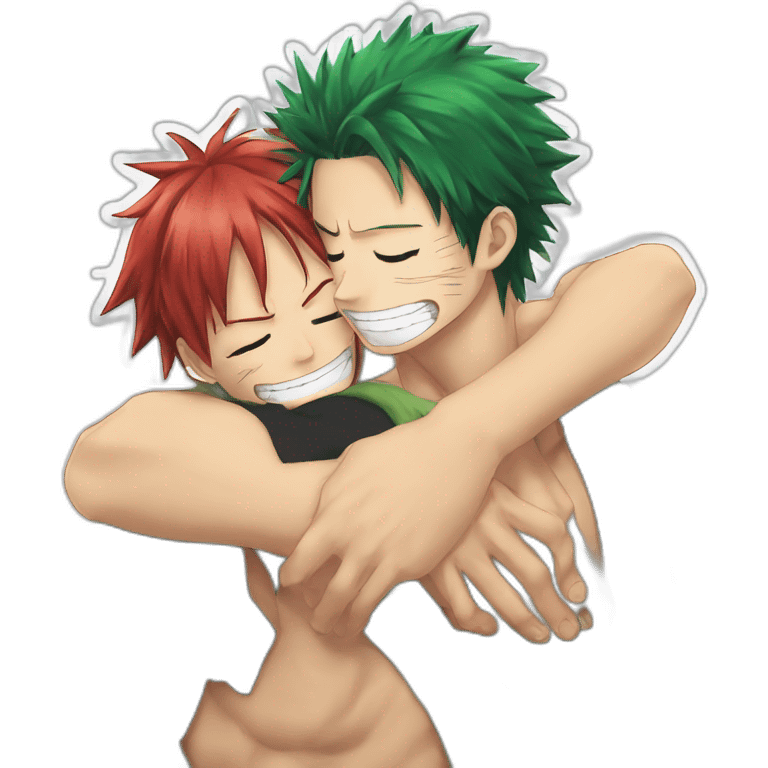 Luffy hug Zoro emoji