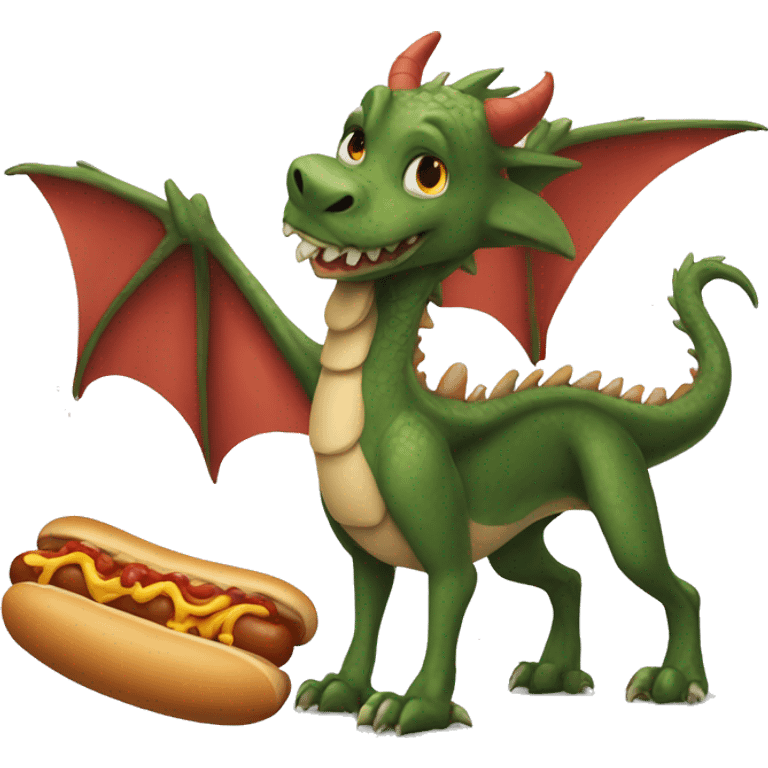 Dragon with dog add hotdog emoji