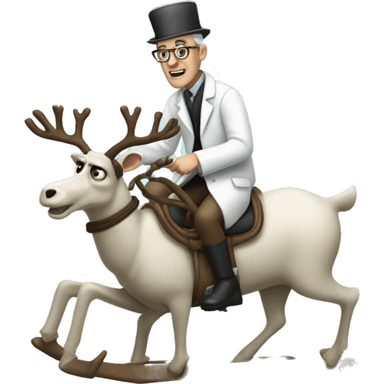 Dr. Finklestein riding his skeleton reindeer  emoji