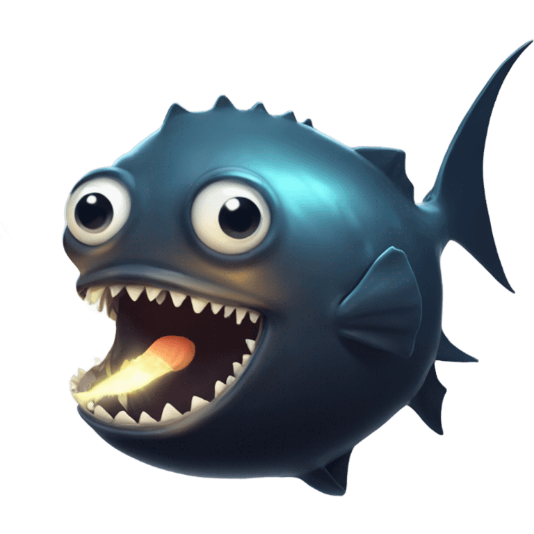 Anglerfish with glowing lure, sharp teeth, and big eyes. emoji