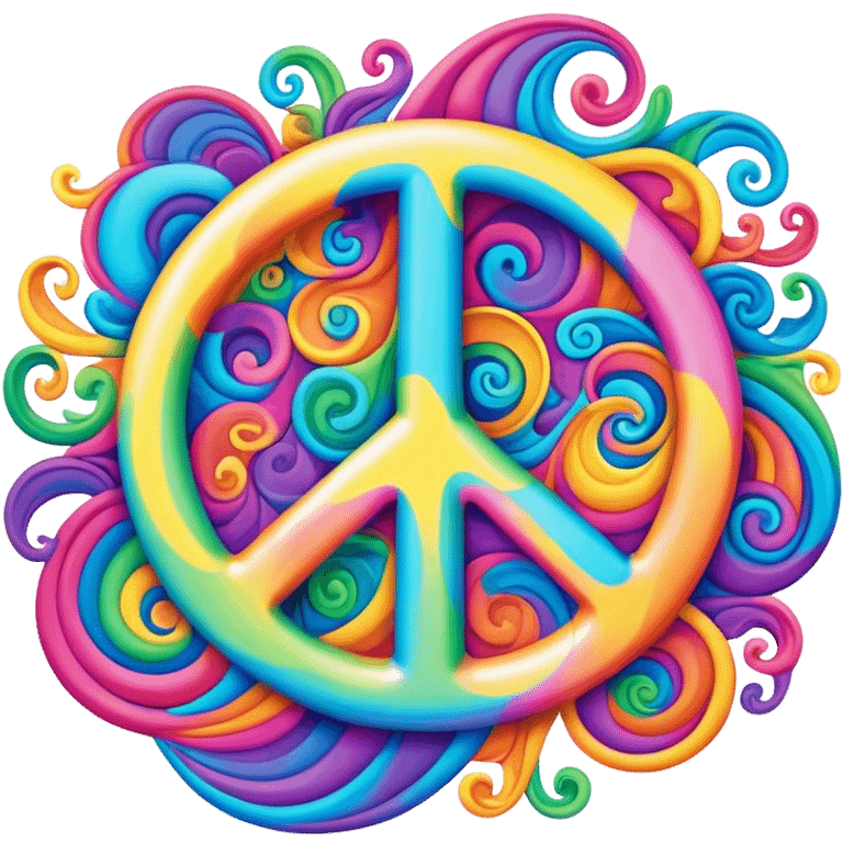 Brightly colored Psychedelic word, “Peace” emoji