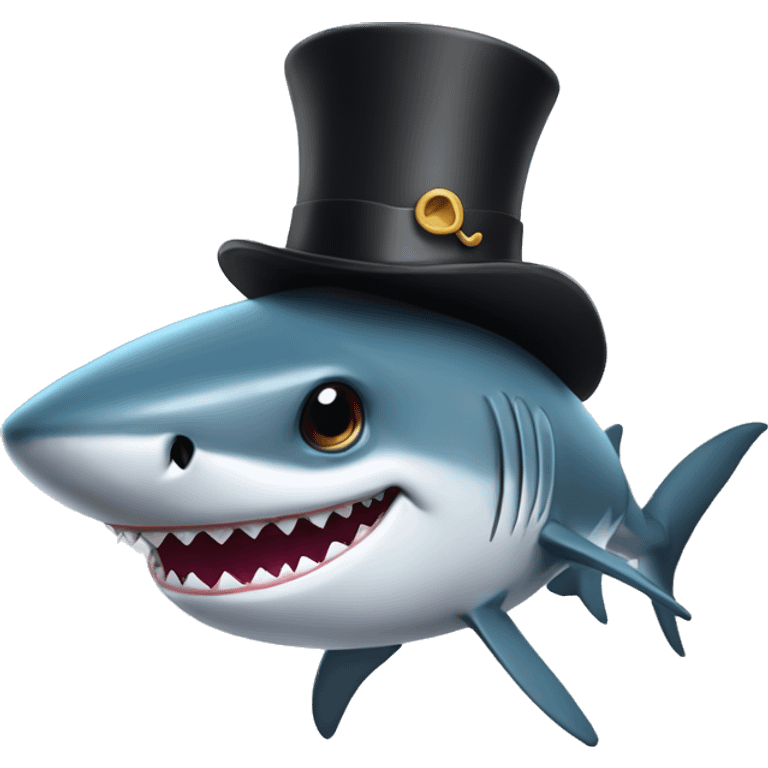 Shark with a top hat emoji