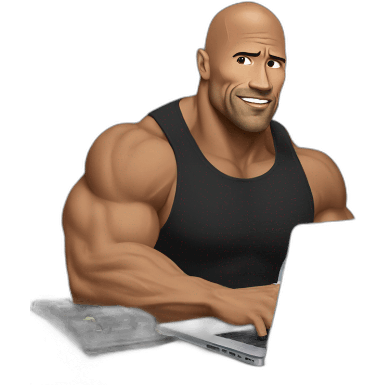 the rock working on macbook laptop emoji