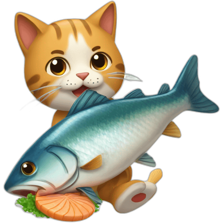 Gato comiendo un pescado emoji