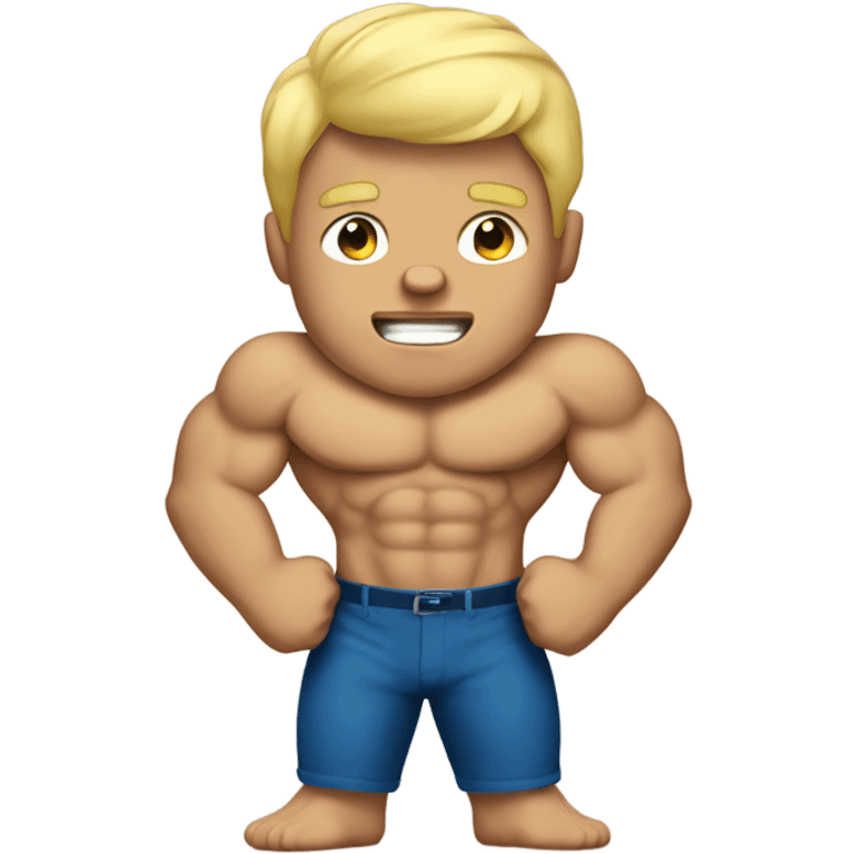 A blonde boy with huge muscles emoji