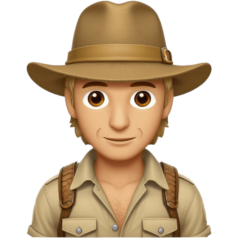 Cinematic Realistic Crocodile Dundee Pop Culture Emoji, depicted with rugged charm and adventurous spirit rendered with lifelike detail and cinematic lighting. emoji