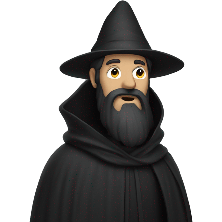 pilgrim with long black beard and black cloak, face hidden  emoji