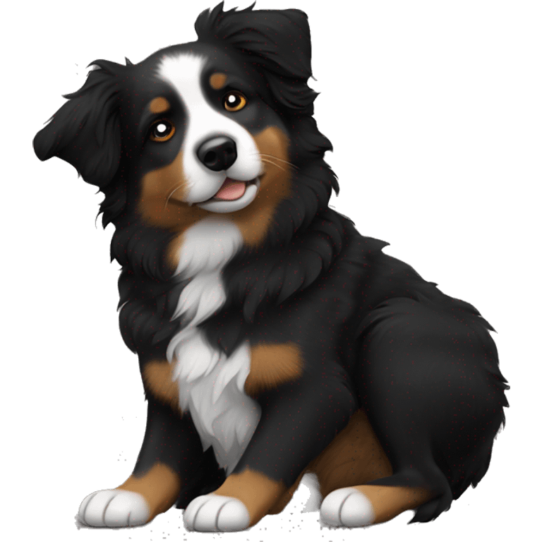 Small black australian shepherd dog sleeping  emoji