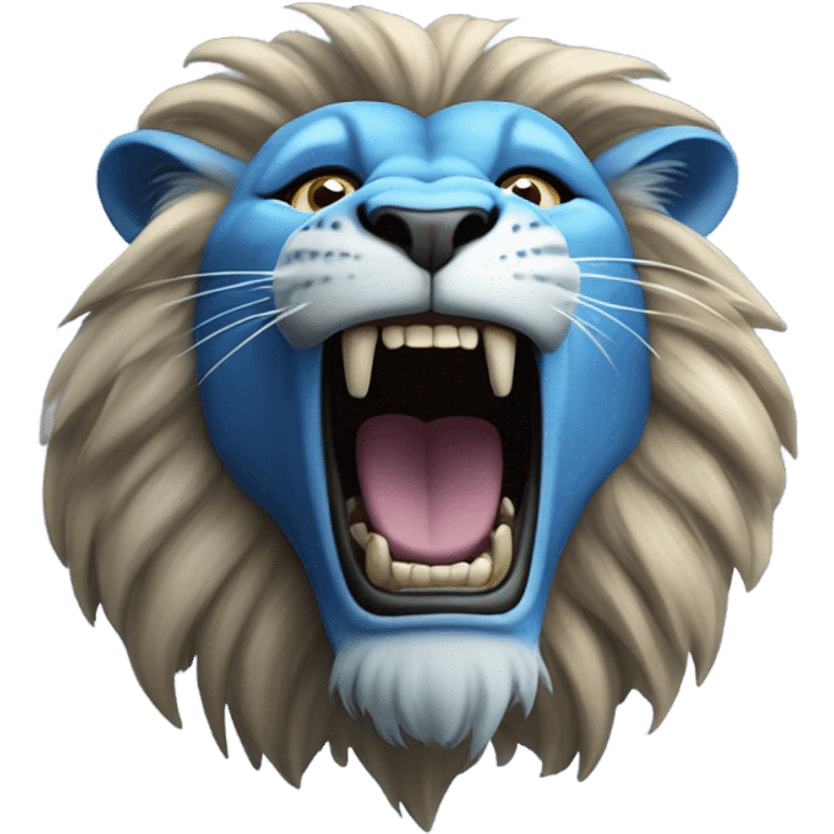 Blue lion rawring emoji