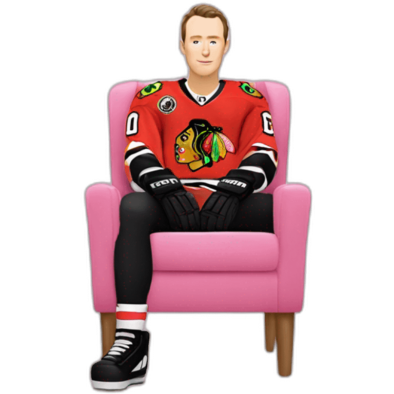 Jonathan Toews sitting on pink chair emoji