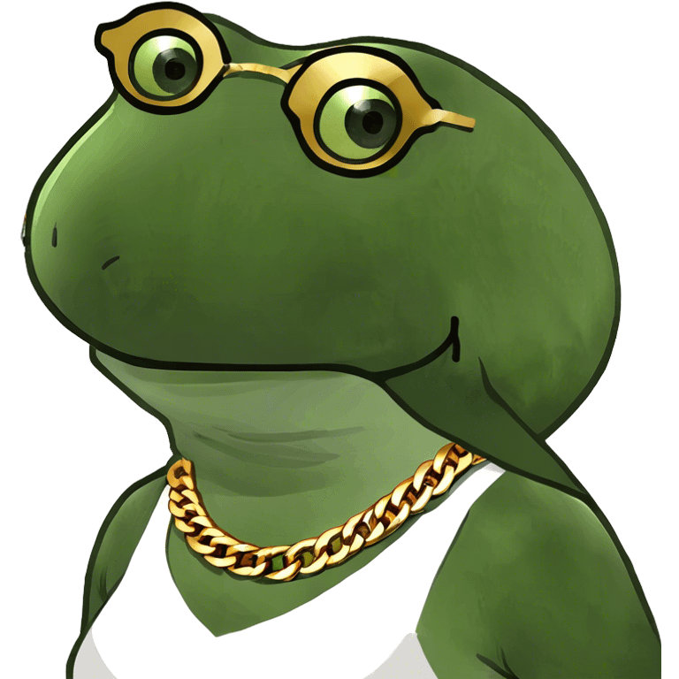 gold based swag rizz frog lady emoji