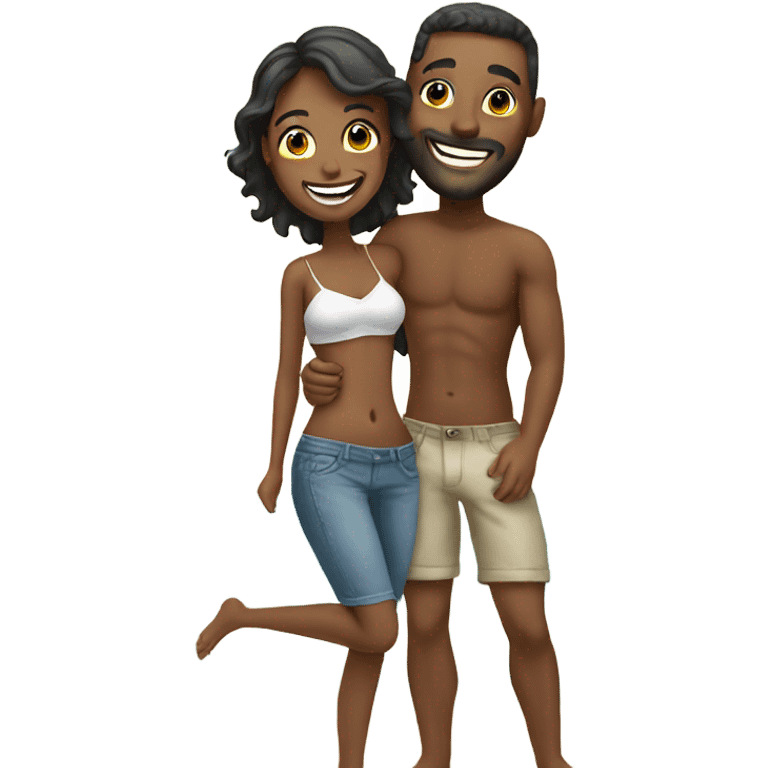 happy couple by the beach emoji