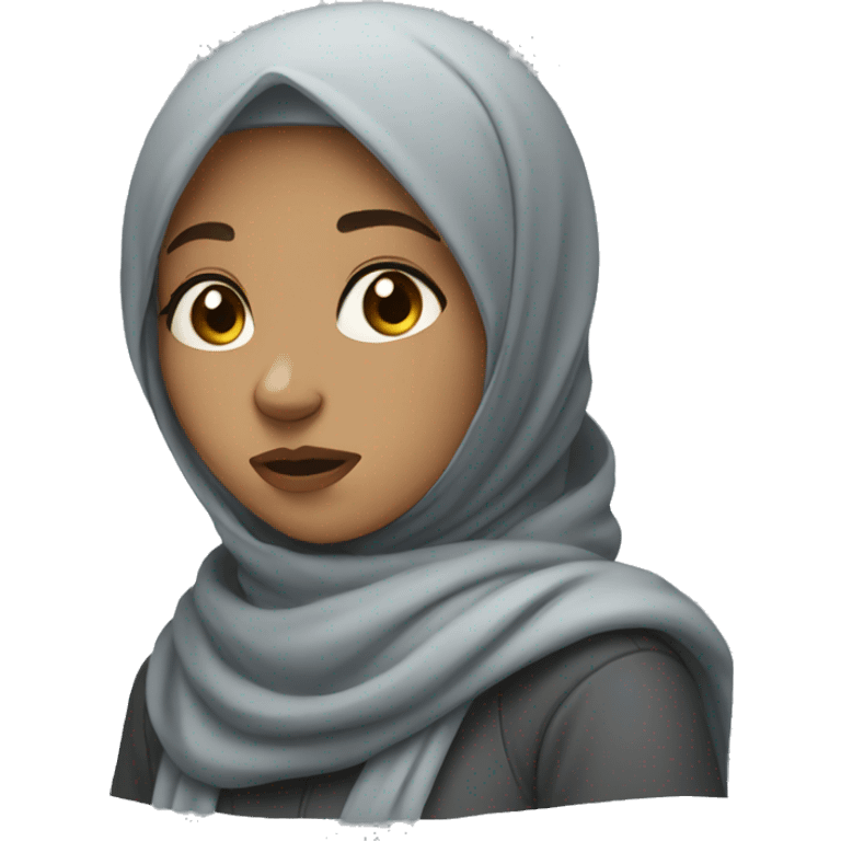 A girl wearing hijab feeling cold emoji