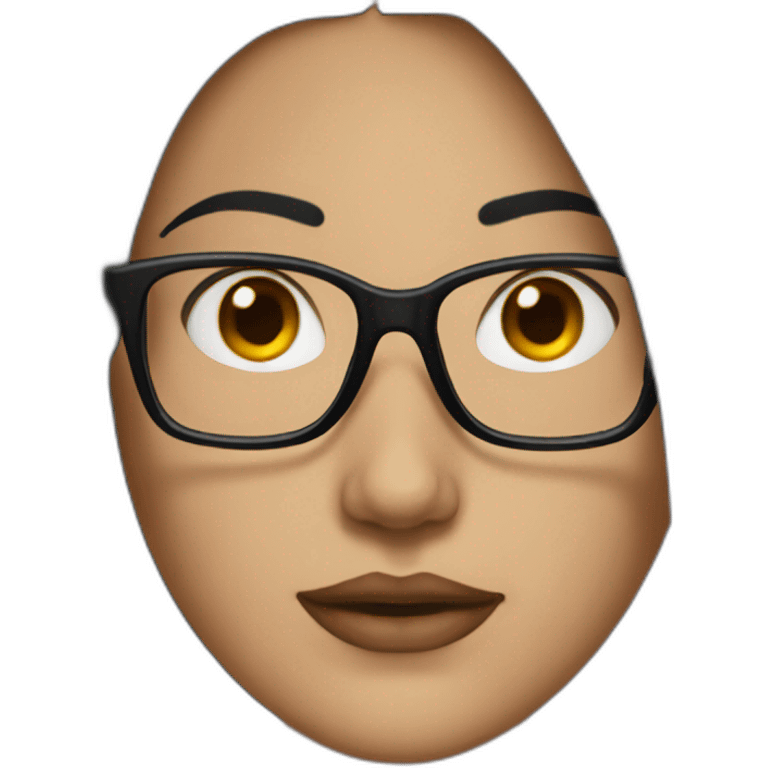 woman with straight black hair and glasses - mewing emoji