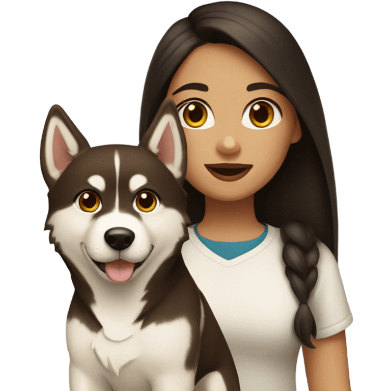 A girl Dark brown  hair next to a light dorée  Husky emoji